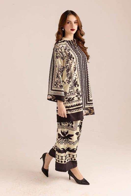 Stylish printed shirt and trouser set 2 peice women’s stitched outfit 3