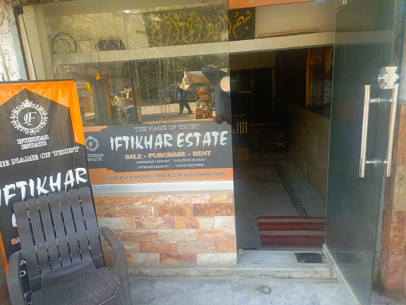 75000. shop for rent gulshan block 16. hassan centre kay nechay iftikhar estate 15