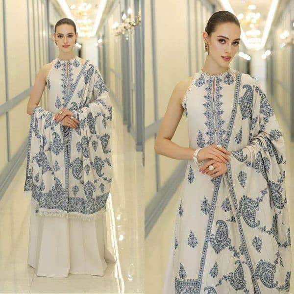 3pcs women's unstitched embroidered suit || Free Delivery 4