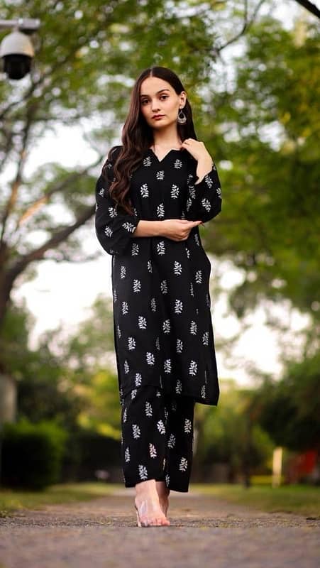 2 pc Women’s printed shirt and trouser set - Stylish Round Neck Design 16