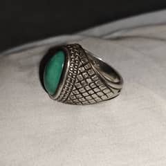 Hussaini feroza turquoise ring chandi silver gemstone