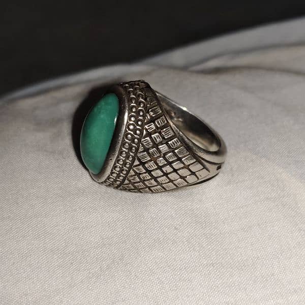 Hussaini feroza turquoise ring chandi silver gemstone 0