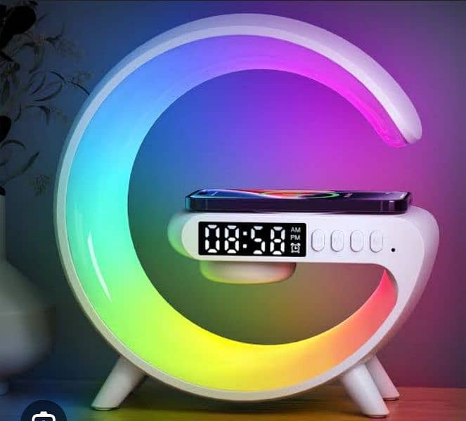 G Shape Lamp Speaker clock Wireless Charging  Speaker With RGB Lights 1