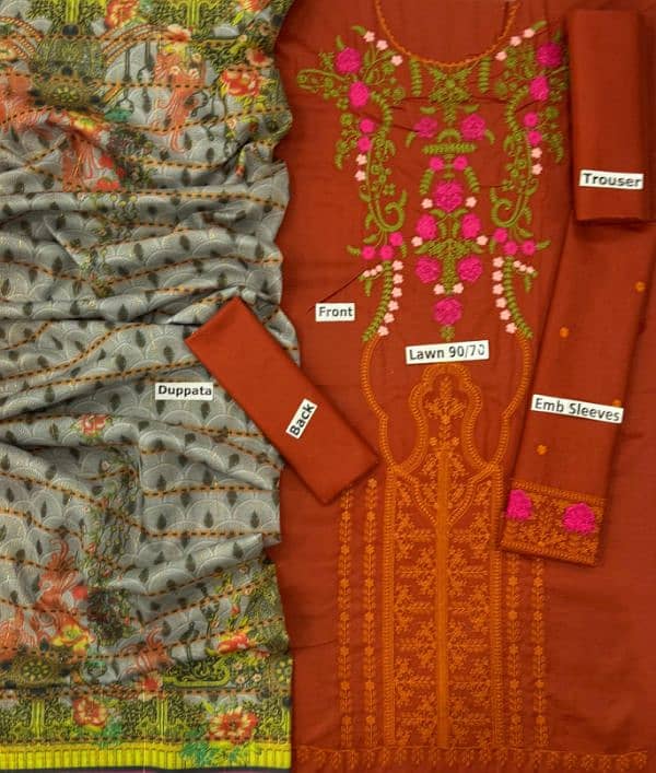 full embroidery 3 piece suit 9