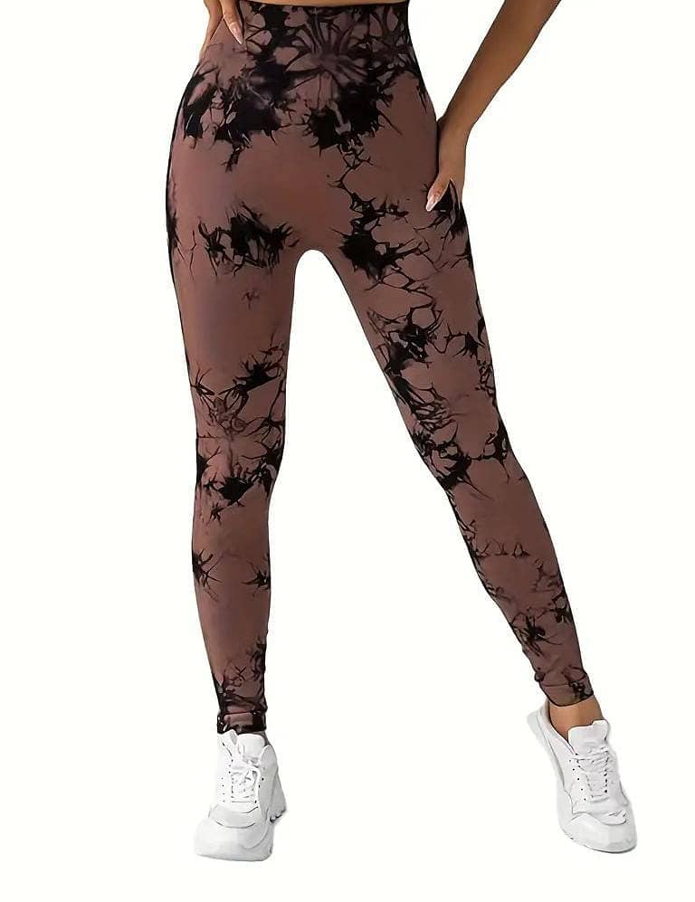 Women's High-Waisted Seamless Peach Lift Tie Dye Yoga Pants 4