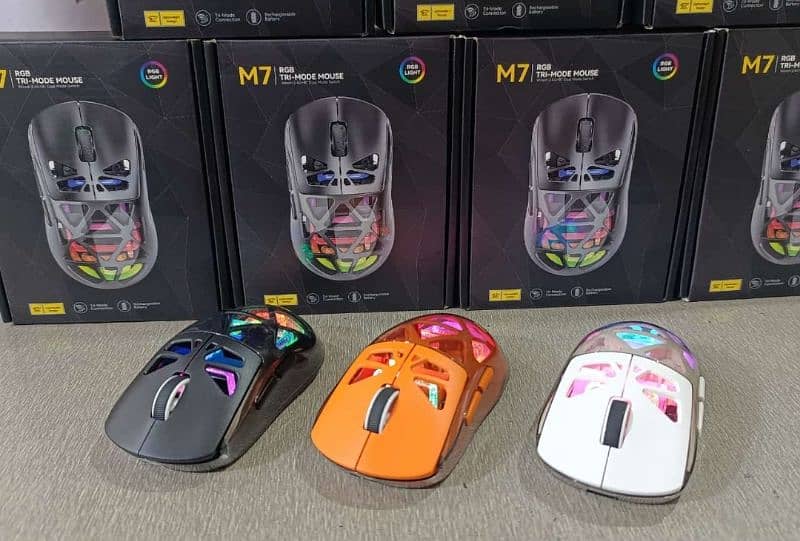 M7 Wired / Bluetooth / 2.4G Wireless Mouse RGB Light Gaming Office Hom 0