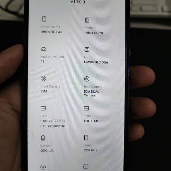 Infinix Hot 40i 8+8gb 128gb 7