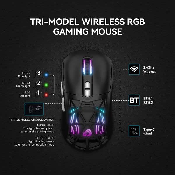 M7 Wired / Bluetooth / 2.4G Wireless Mouse RGB Light Gaming Office Hom 2