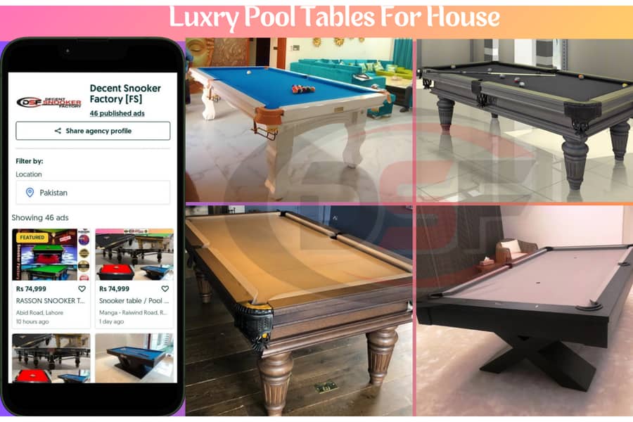 Luxury Pool Table / Snooker Table / Billiard Table / Customized Design 0