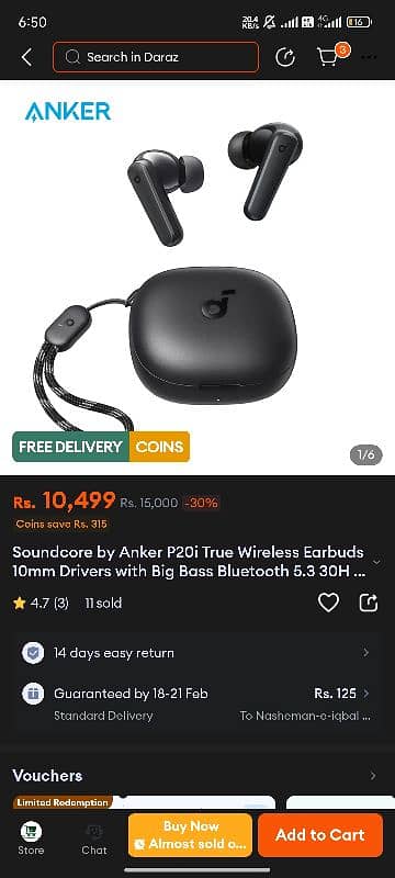 Anker Soundcore P20i Blue Color Earbud 9