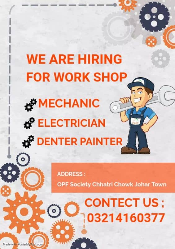 Auto Work Shop Staff Required 0