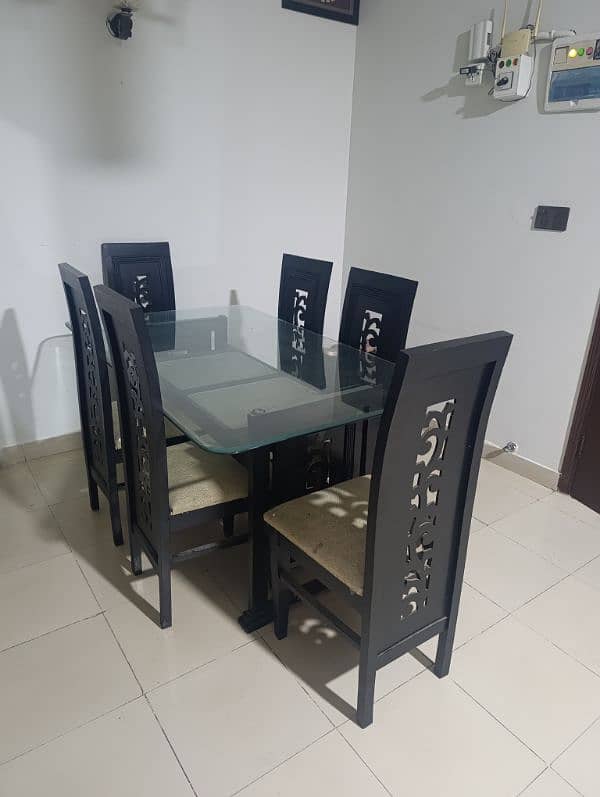 Dinning table with 6 chairs  color mat black polish 1