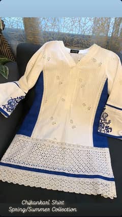 CHIKANKARI shirt with pearl work