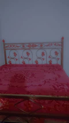 Iron king Bed with mattress and five seater sofa set