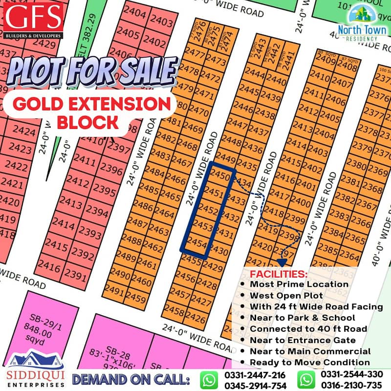 PLOT SALE IN NORTH TOWN RESIDENCY PHASE 1 GOLD BLOCK ON INSTALLMENT 0