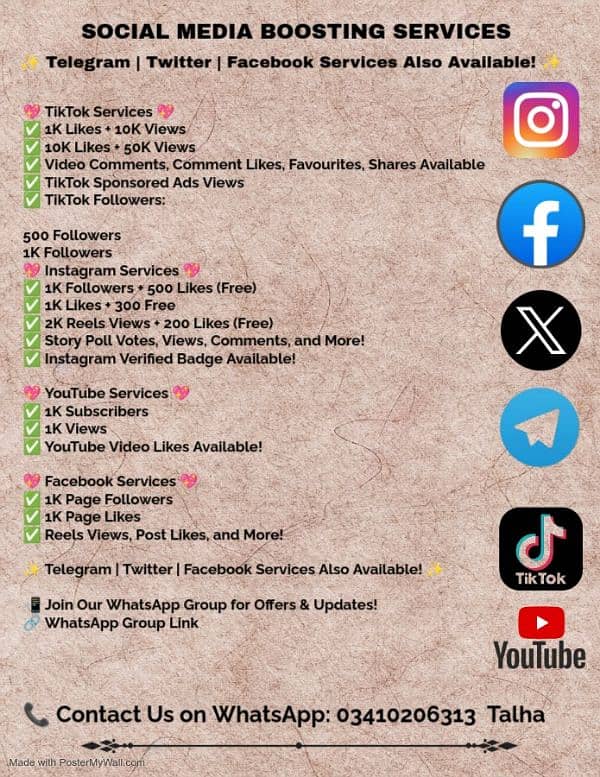 Social Media Boosting Services – TikTok, Instagram, YouTube & More! 0