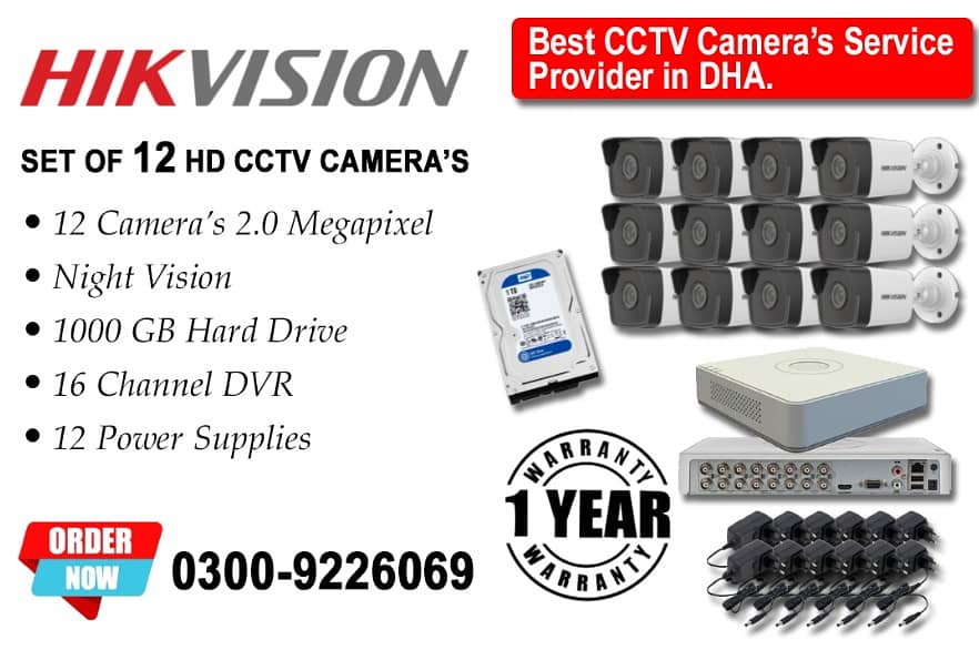 12 CCTV Cameras Set 2mp In DHA (HIK Vision) 0