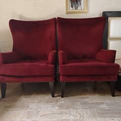 Elegant Red Velvet Sofa seats