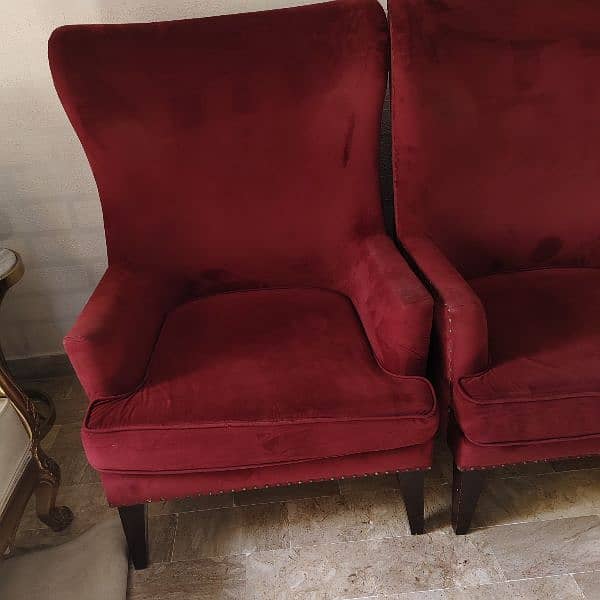 Elegant Red Velvet Sofa seats 2