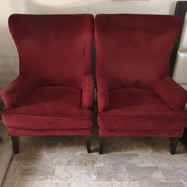 Elegant Red Velvet Sofa seats 3