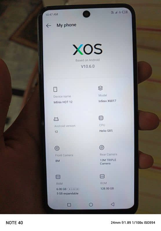 infinix Hot 12 6+5/128 with box condition 10/10 urgent for sale 9