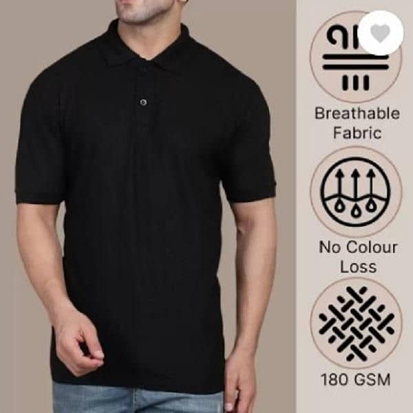 Men's Cotton Plain Polo T-Shirt - 1 Pc Round Neck 3