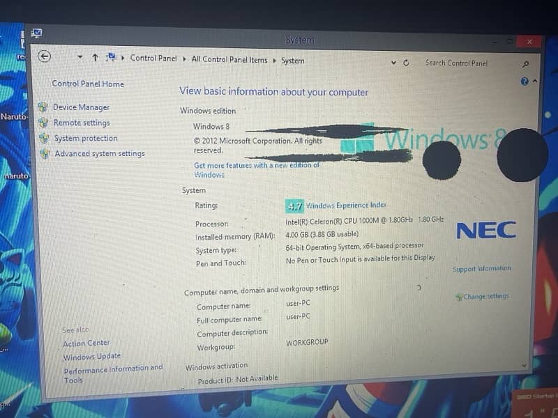 NEC laptop Windows 8 | screen damaged I will negotiate on the price 2