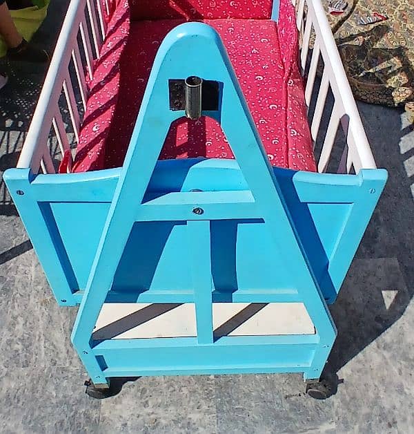 Wood swing (jhula) for children, white & blue 1