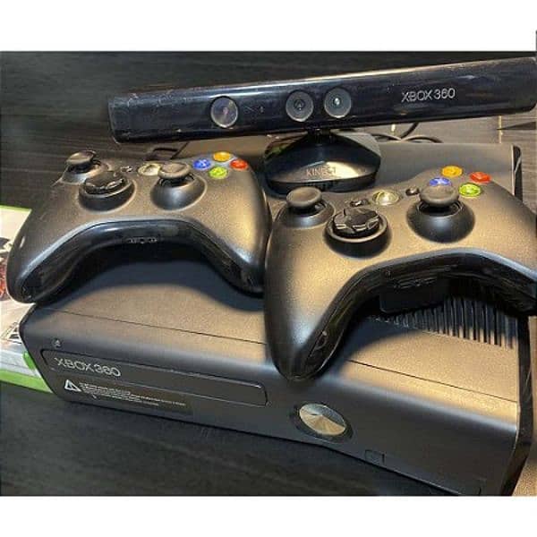 xbox360 with games 2 controlers and kinect 0