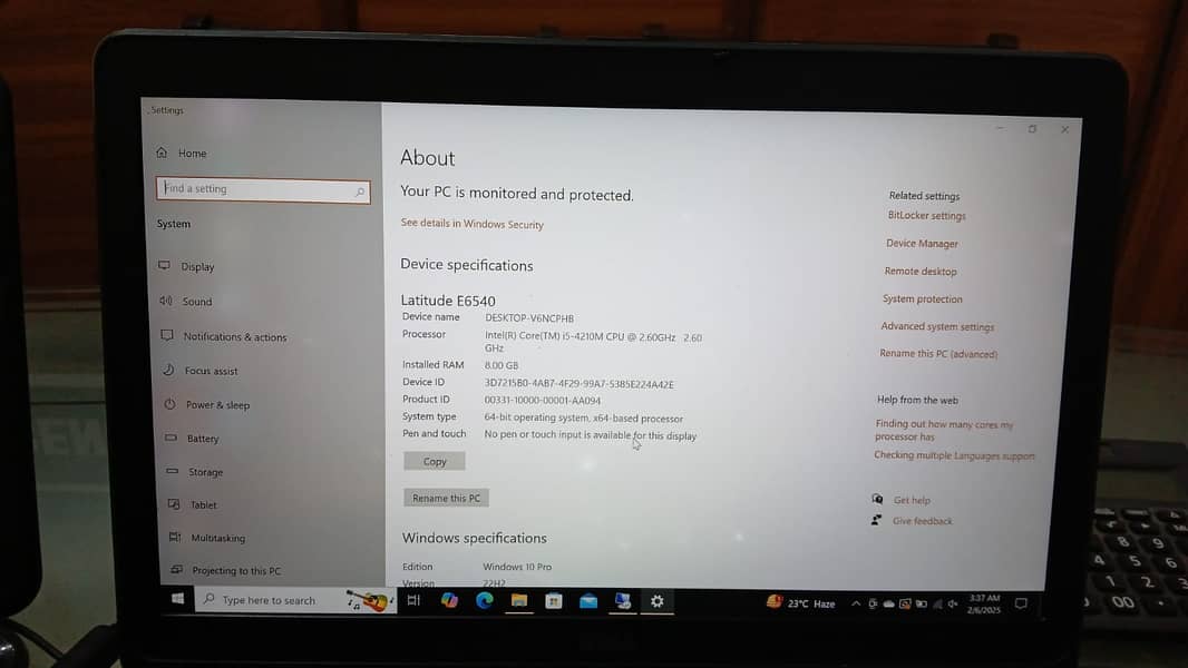 Dell laptop Latitude E6540 10