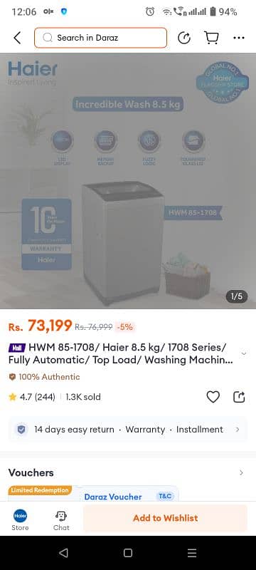 Haier 9 kg VIP condition 8