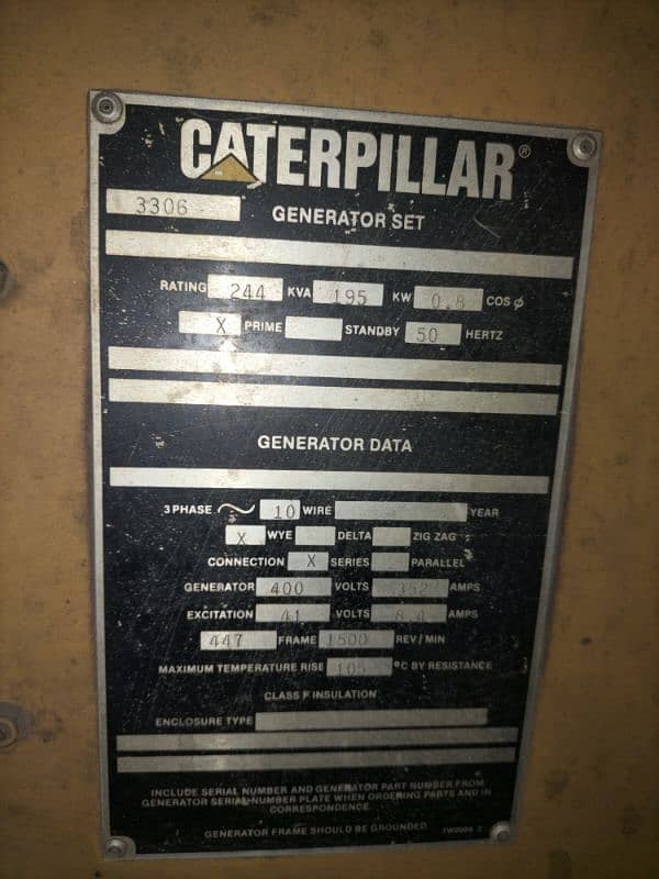 2 GENERATER ,CATTERPILLAR USA 250 KVA 7