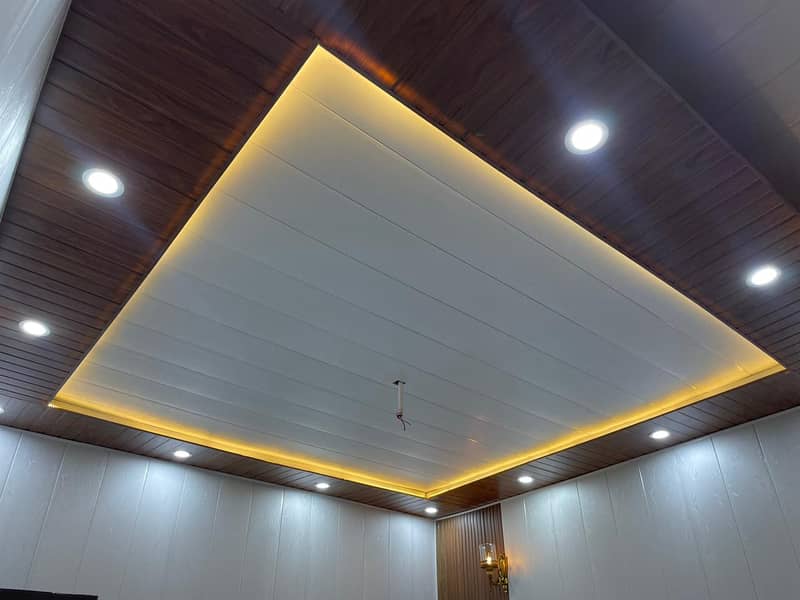 pvc wall panel. Wallpaper & wood flooring. ceiling. grass/ fiber door 6