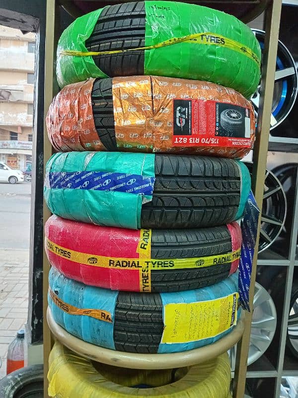 tyres rims dunlop general toyota alto vitz suzuki mehran vigo ghandara 17