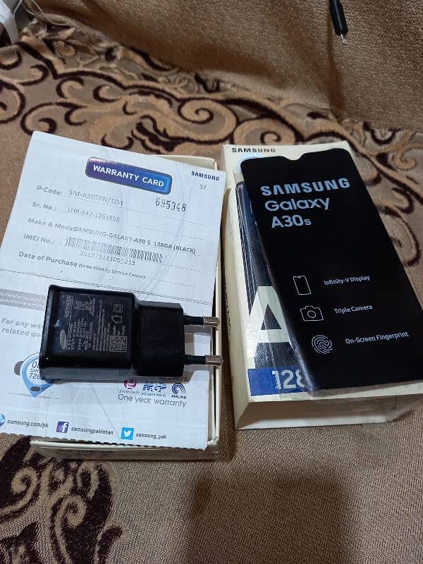 Samsung a30s 4gb 128gb with imei match box and charger pta approved 15