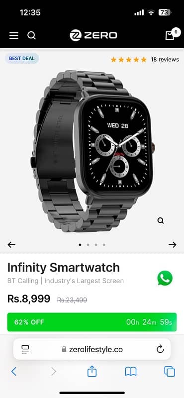 Zero Lifestyle infinity Smart Watch New Condition Black Colour 10