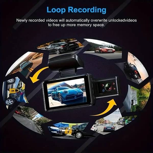 Dual Lens Dash Cam, Front And Inside, Loop Recording, Night Vision 3