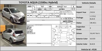 Toyota Aqua 2021 HYBRID S Style Black