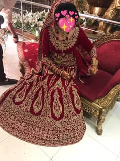 red velvet heavy designer bridal lehenga from dimple fashion Uae