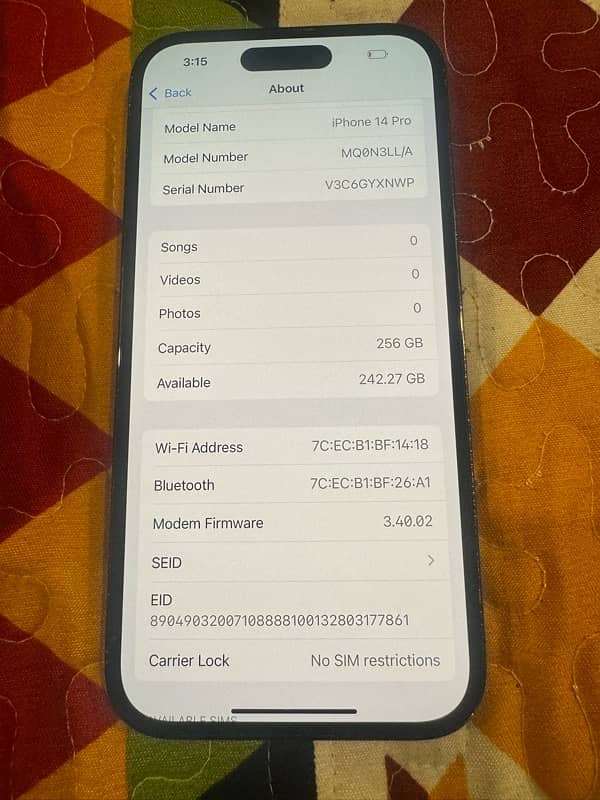 IPHONE 14 pro black unlock 256gb 2