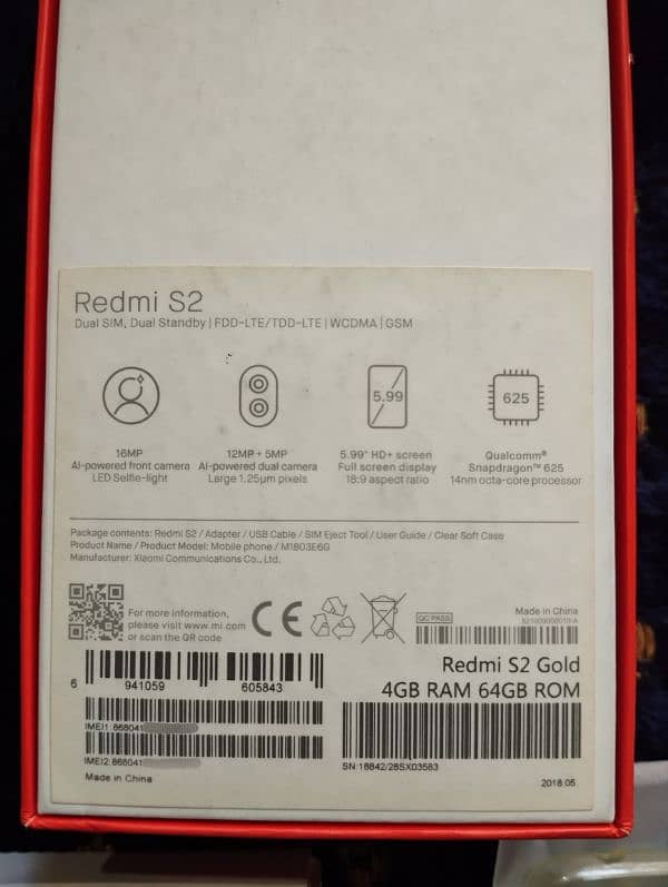 Xiaomi Redmi S2 4GB 16MP Front 12+5MP Back TV,AC remote control 5