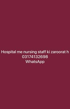 hospital me demploma holder male female nursing staff ki zaroorat h