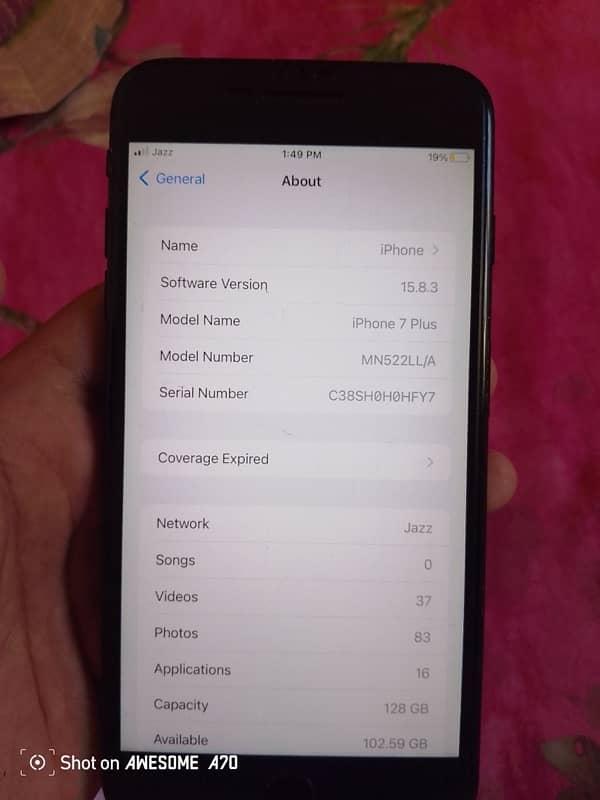 I phone 7 plus official pta approved 128 gb all ok 7