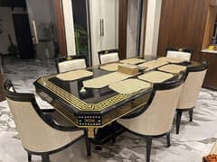 Versace Style 6 Chairs Dining Table