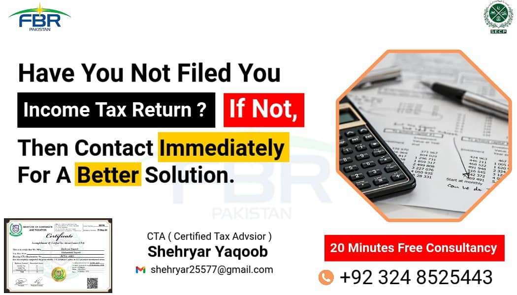 Tax Consultancy | Income Tax Return | Company Registration SCEP, FBR 3