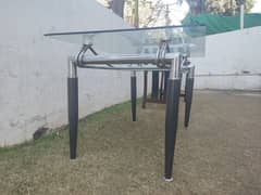 Steel and Glass Dining Table