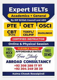 IELTs/OET/PTE/CBT/OSCI/CELPIP/TOEFL/DUOLINGO/STUDY Abroad/DHA Expert.