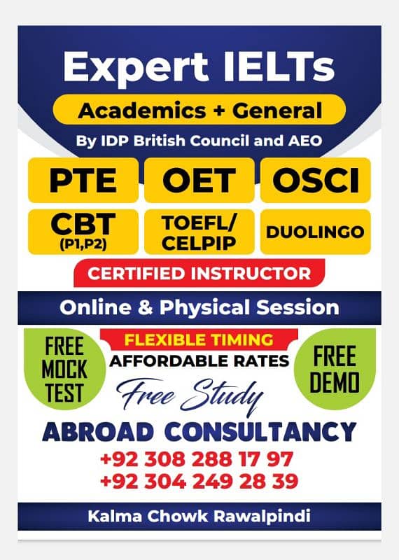 IELTs/OET/PTE/CBT/OSCI/CELPIP/TOEFL/DUOLINGO/STUDY Abroad/DHA Expert. 0