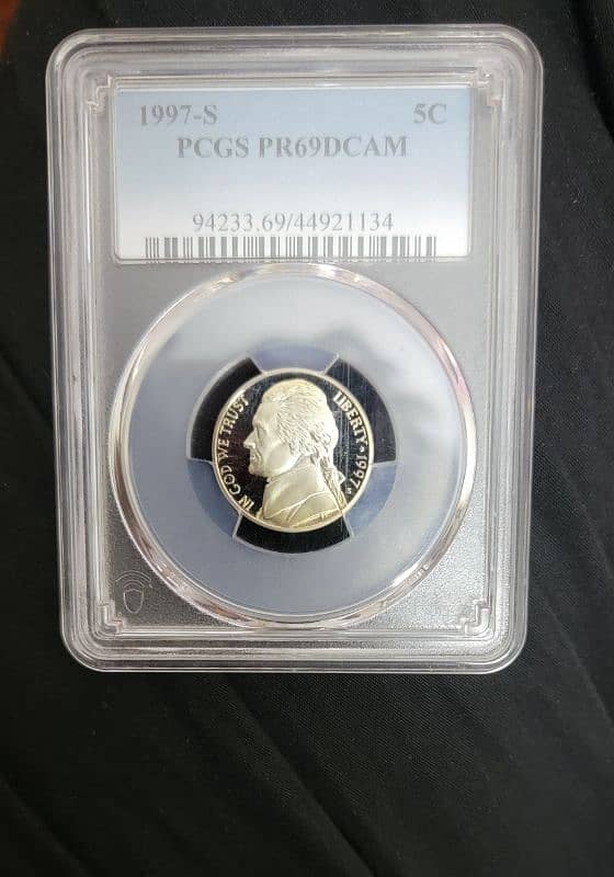 Stunning 1997-S 5C Graded Jefferson 5 Cent Proof Coin PCGS PR69DCAM 0
