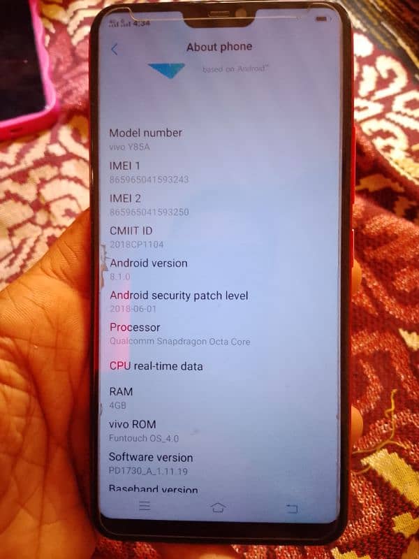 Vivo y85A  used 0